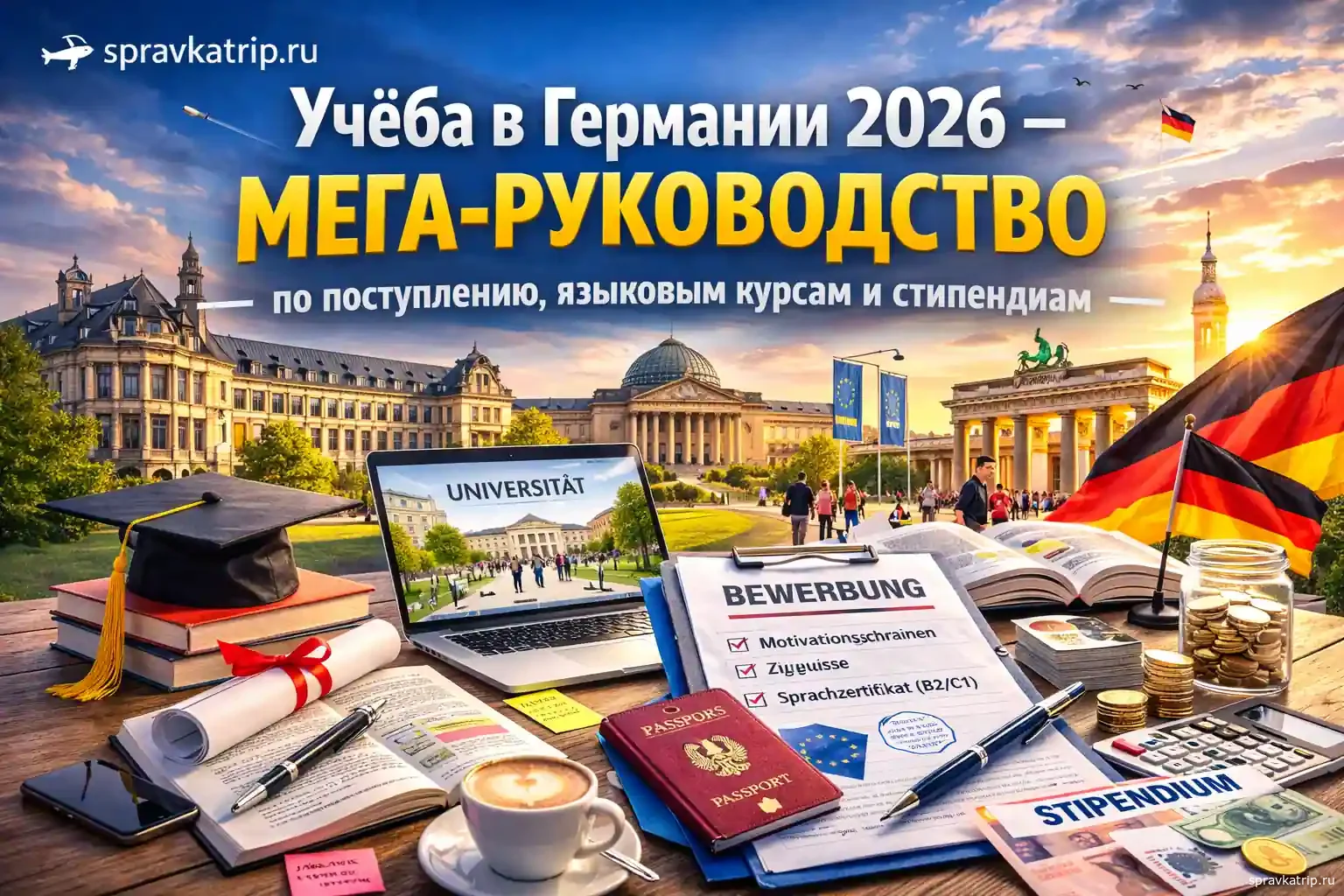 Учёба в Германии 2026 — МЕГА-РУКОВОДСТВО по поступлению, языковым курсам и стипендиям